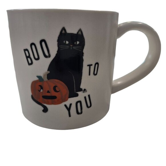 Halloween NWT Boo To You 16oz White Hyde & EEK Halloween 24 coffee mug black cat - Picture 6 of 6